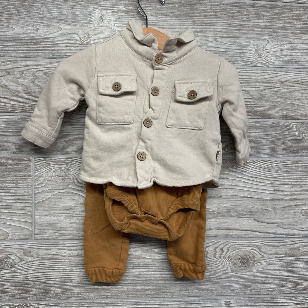 French Terry Button Up Shirt, Ribbed Bodysuit Mommy's New Man & Harem Joggers 6-9M