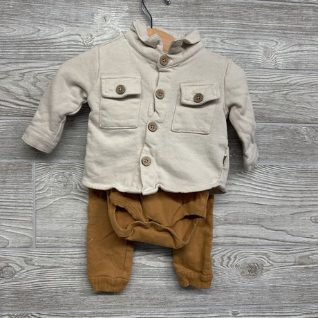 French Terry Button Up Shirt, Ribbed Bodysuit Mommy's New Man & Harem Joggers 6-9M
