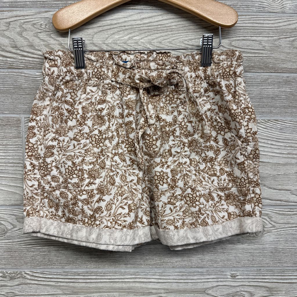 Paperbag Denim Shorts Cuffed W/ Belt Flowers 10-12