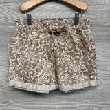 Paperbag Denim Shorts Cuffed W/ Belt Flowers 10-12