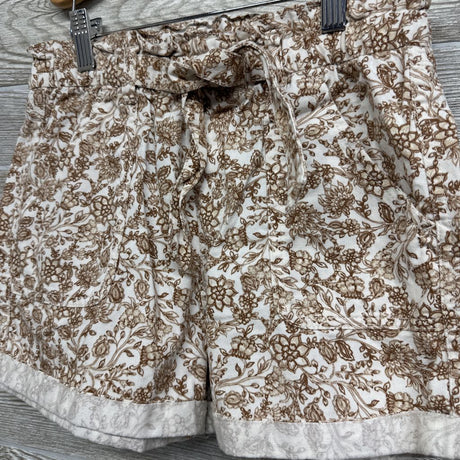 Paperbag Denim Shorts Cuffed W/ Belt Flowers 10-12
