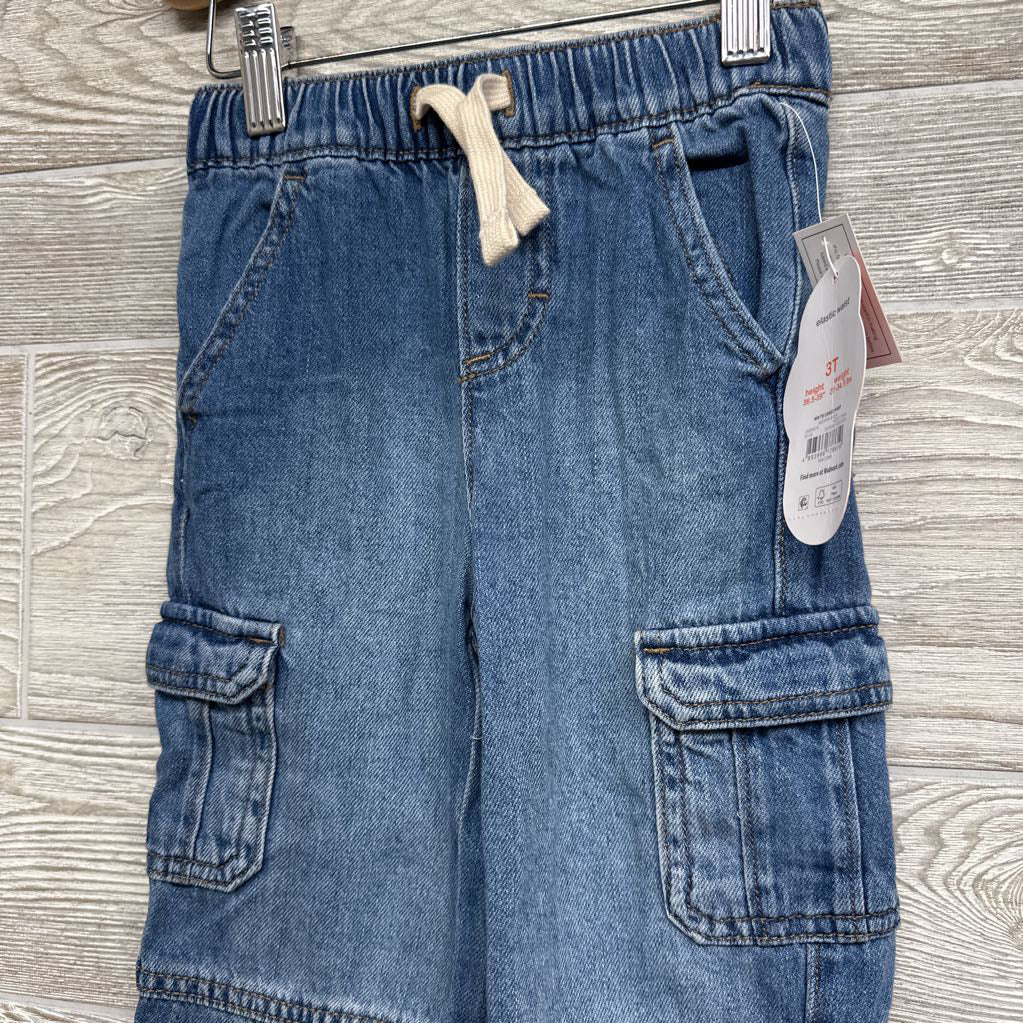 NEW Denim Drawstring Cargo Joggers 3T