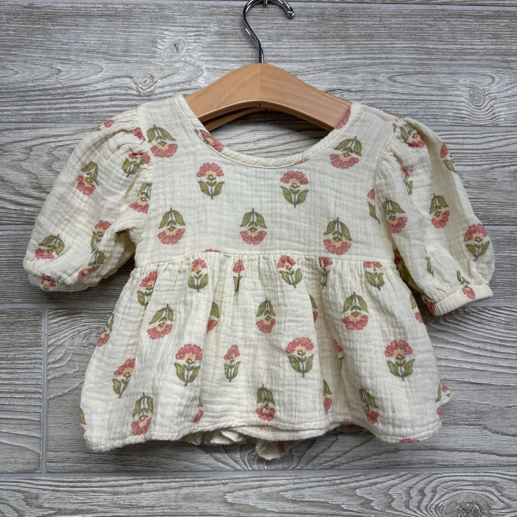 Gauze Peplum Shirt & Ruffle Trim Shorts Flowers 3T