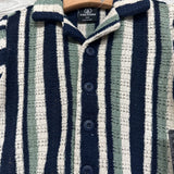 NEW Crochet Button Up Shirt Stripes & Pull On Shorts 24M