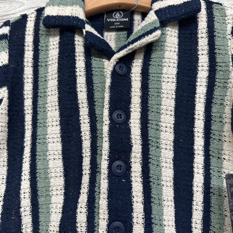 NEW Crochet Button Up Shirt Stripes & Pull On Shorts 24M