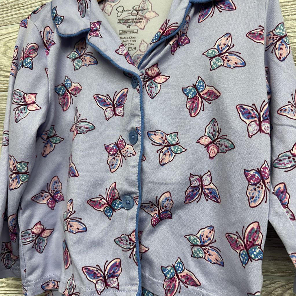 2 Pc LS Button Up PJs Butterflies 4T