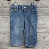 Straight Jeans Embroidered Flowers 12M
