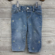 Straight Jeans Embroidered Flowers 12M