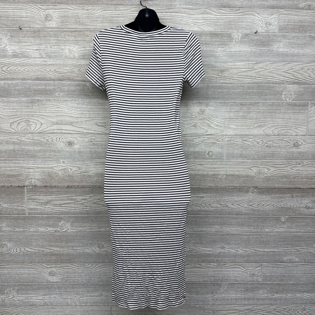 Ribbed Bodycon Dress Stripes Large