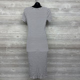 Ribbed Bodycon Dress Stripes Large