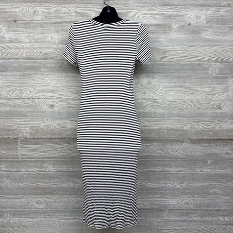 Ribbed Bodycon Dress Stripes Large