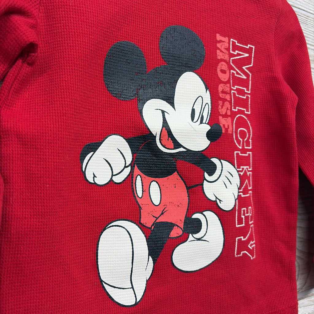 LS Waffle Knit Shirt Mickey Mouse 3T