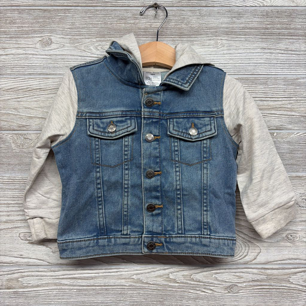 NEW Knit Denim Jacket W/ Hood 18M