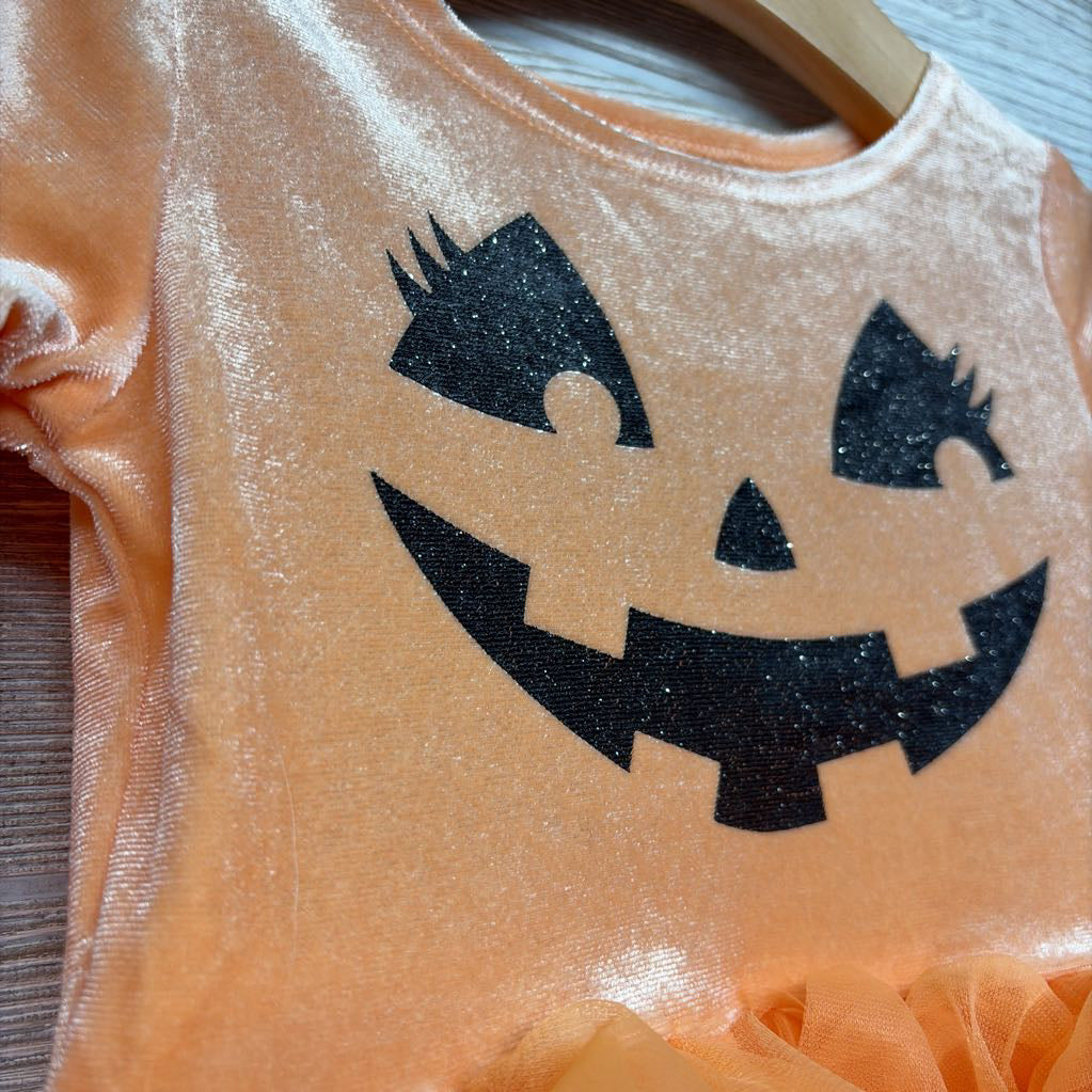 NEW LS Velvet Tulle Pumpkin Dress 2T