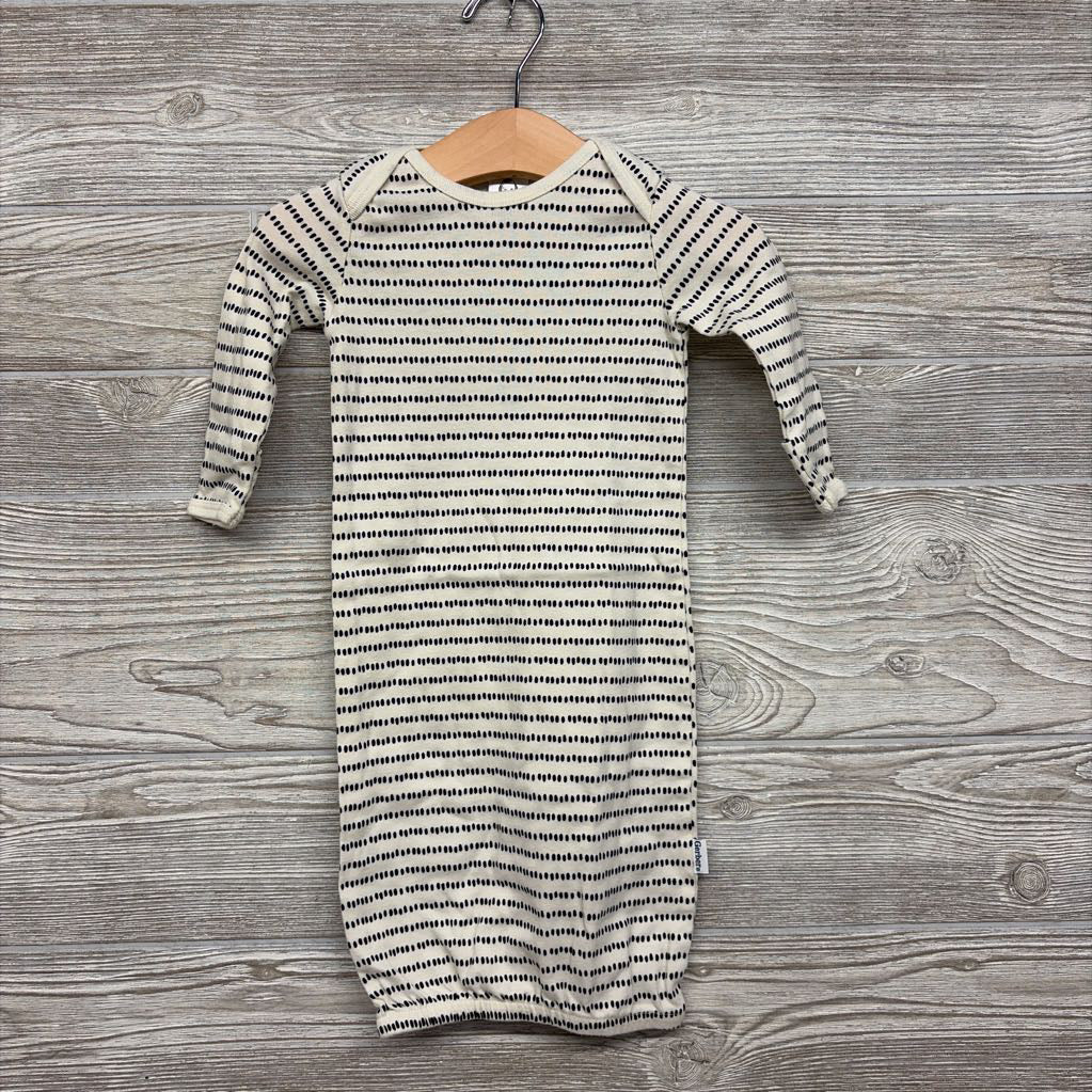 LS PJs Gown Dotted Lines 0-6M