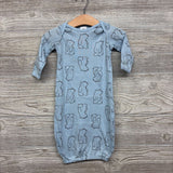 LS PJs Gown Bears 0-6M