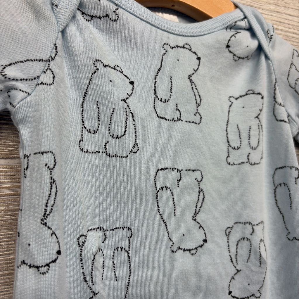 LS PJs Gown Bears 0-6M