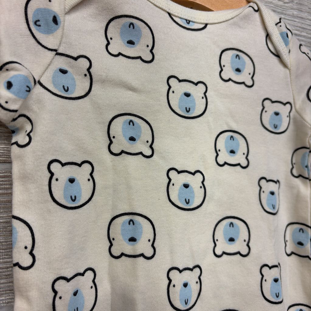 LS PJs Gown Bears 0-6M