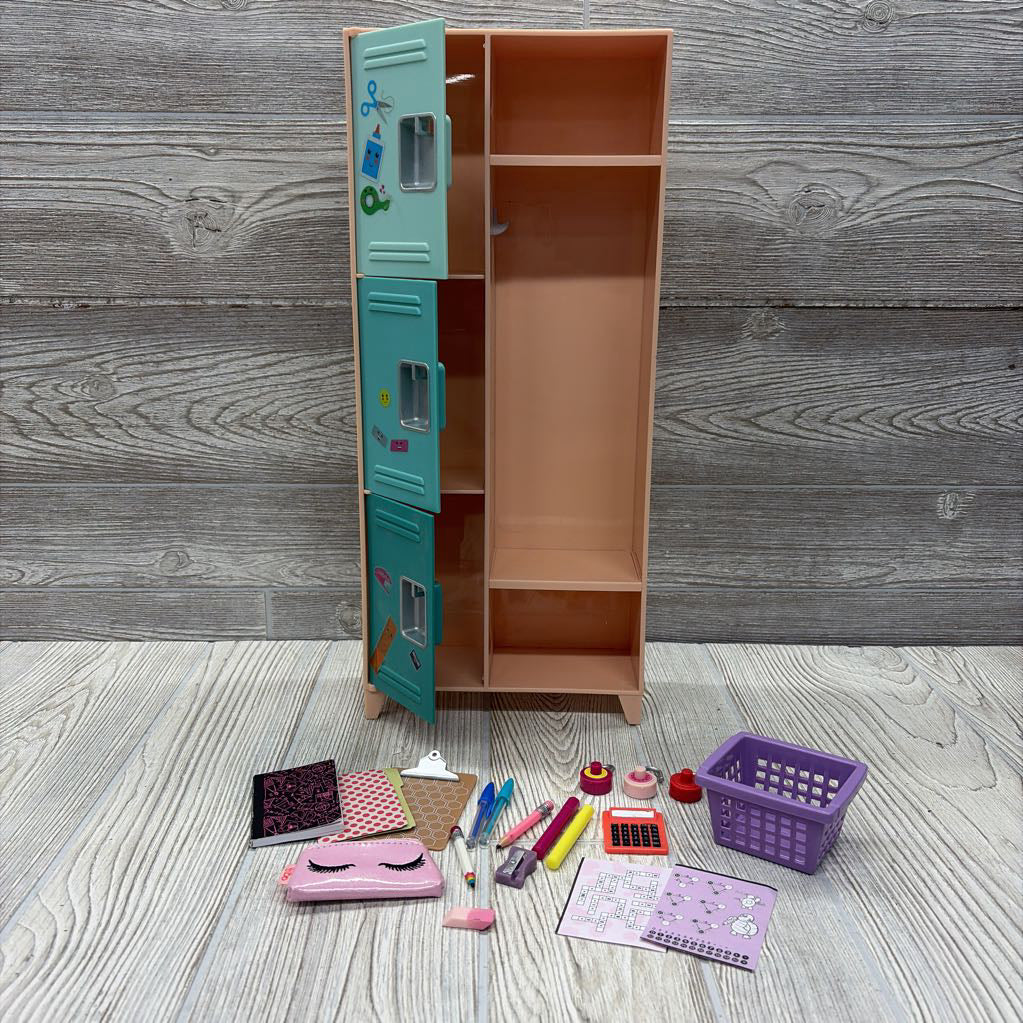 Cool School Locker & Accessories For 18" Doll