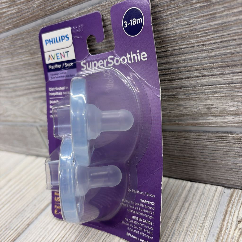NEW 2 Pk Super Soothie Pacifiers 3-18M