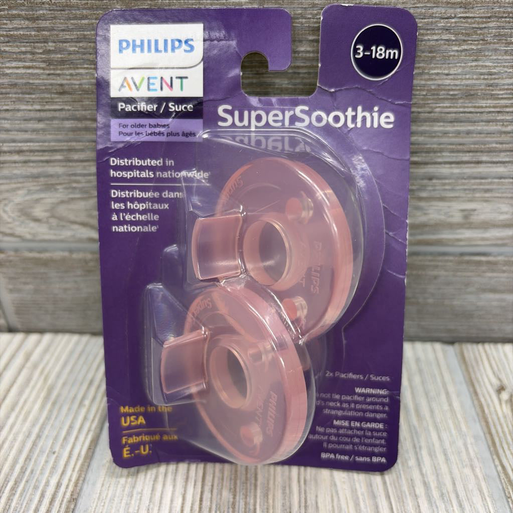 NEW 2 Pk Super Soothie Pacifiers 3-18M
