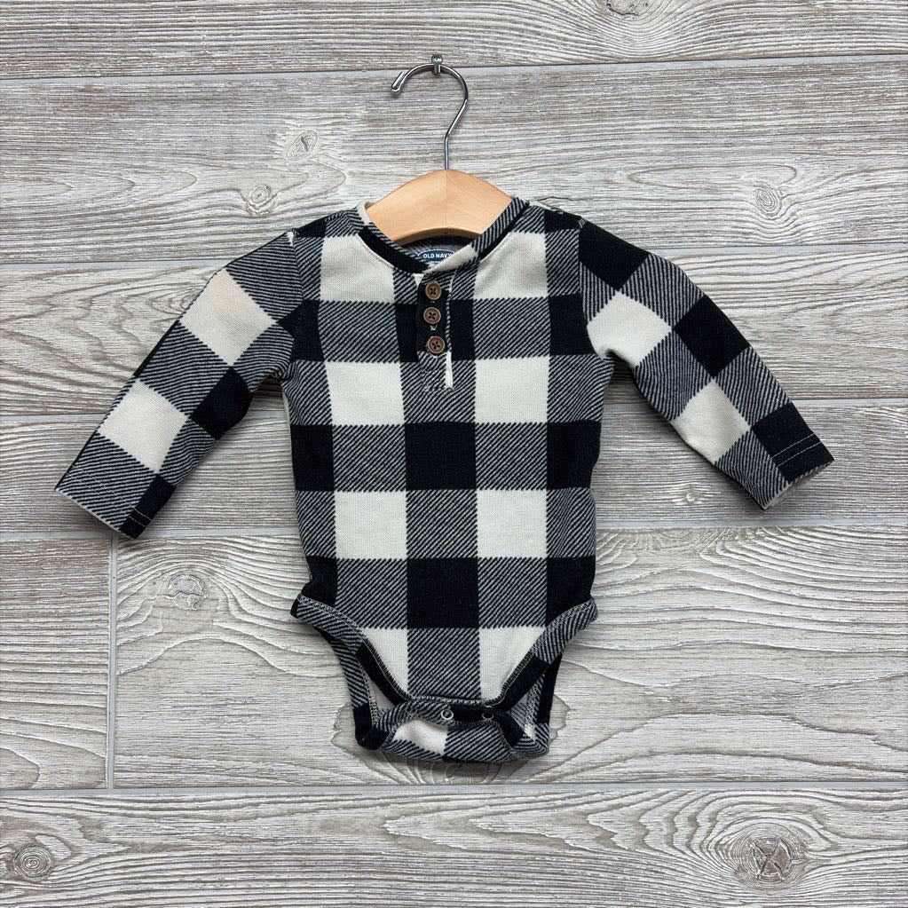 LS Henley Bodysuit Buffalo Plaid 3-6M
