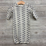 LS PJ Gown Stripes 0-6M