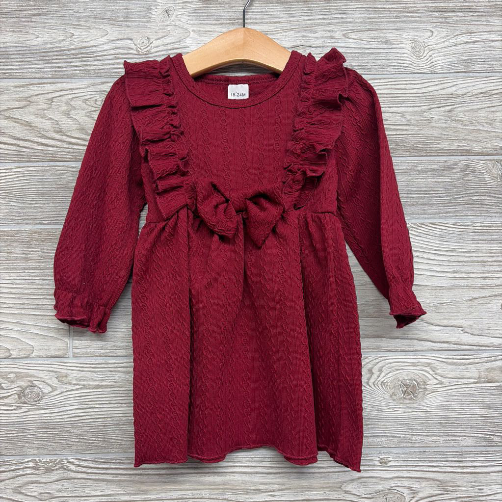 LS Textured Dress Ruffles Bow 18-24M