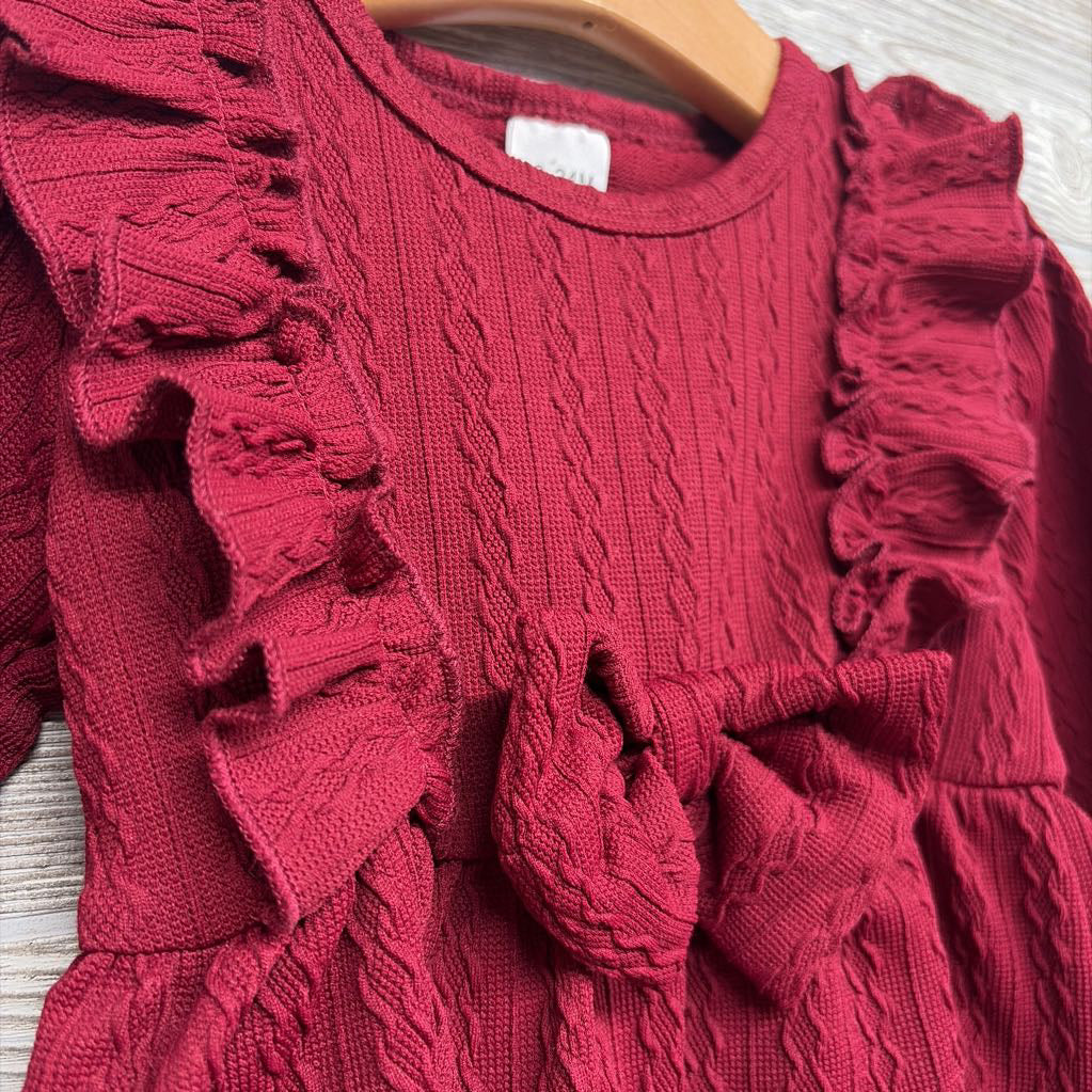 LS Textured Dress Ruffles Bow 18-24M