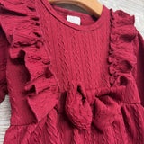 LS Textured Dress Ruffles Bow 18-24M
