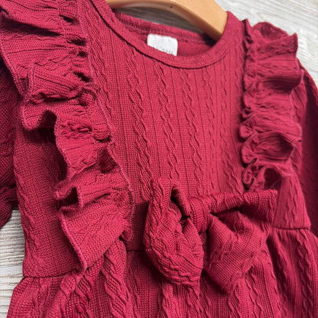 LS Textured Dress Ruffles Bow 18-24M