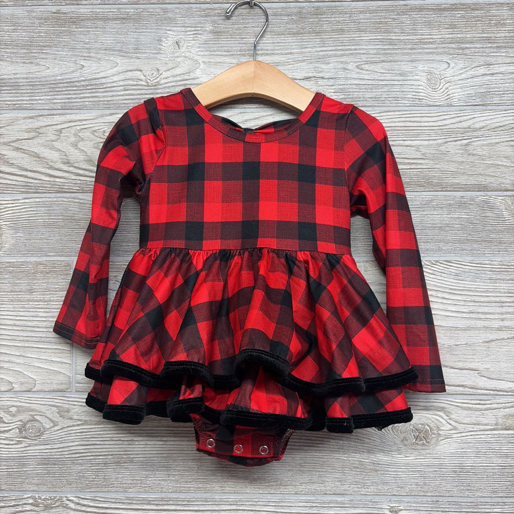 LS Bodysuit Dress Buffalo Plaid 18-24M