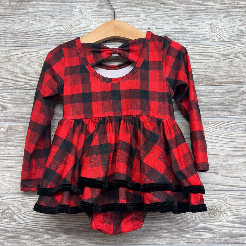 LS Bodysuit Dress Buffalo Plaid 18-24M