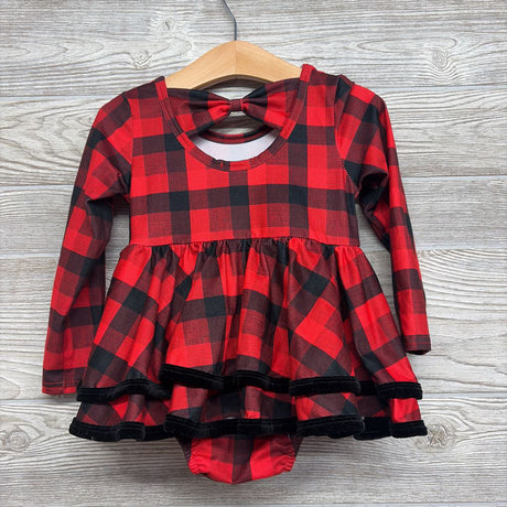 LS Bodysuit Dress Buffalo Plaid 18-24M