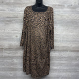 NEW Shirred Asymetric Neck Animal Print Dress XXL