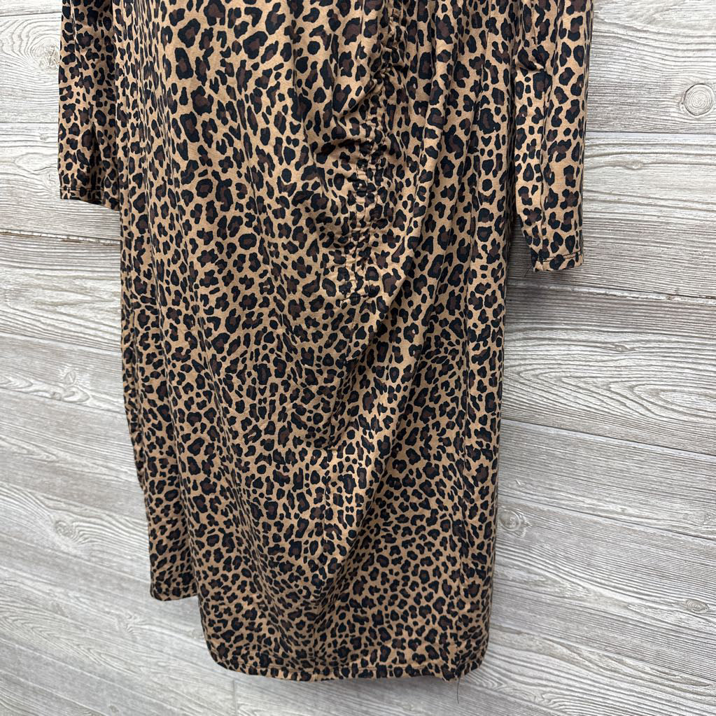 NEW Shirred Asymetric Neck Animal Print Dress XXL