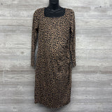 NEW Shirred Asymetric Animal Print Dress Med