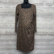 NEW Shirred Asymetric Animal Print Dress Med