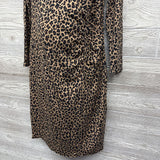 NEW Shirred Asymetric Animal Print Dress Med