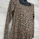NEW Shirred Asymetric Animal Print Dress Med