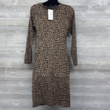 NEW Shirred Asymetric Animal Print Dress Med