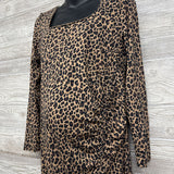 NEW Shirred Asymetric Animal Print Dress Large