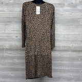 NEW Shirred Asymetric Animal Print Dress Large