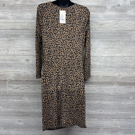 NEW Shirred Asymetric Animal Print Dress Large