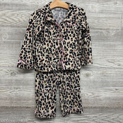 2 Pc LS Snap PJs Animal Print Bows 4T