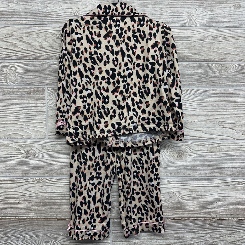 2 Pc LS Snap PJs Animal Print Bows 4T