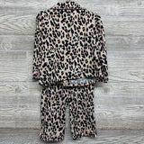 2 Pc LS Snap PJs Animal Print Bows 4T