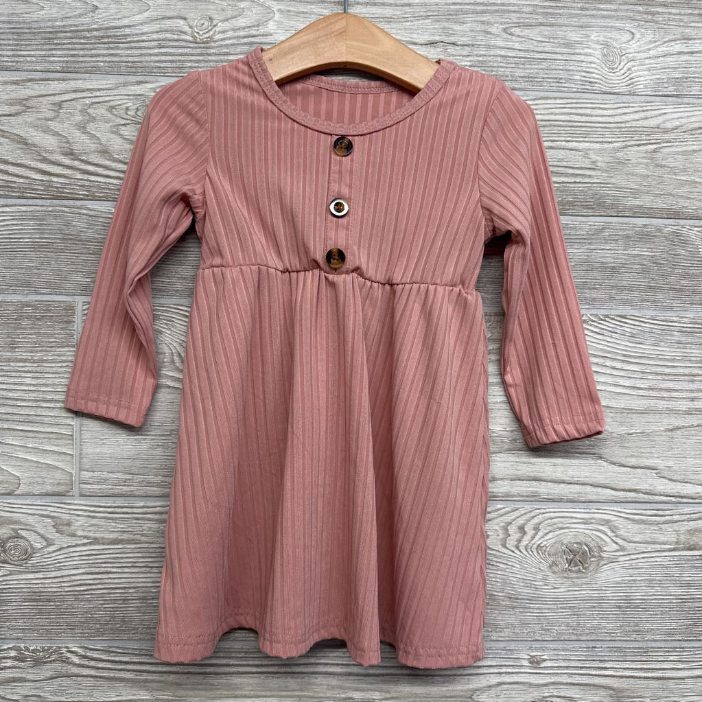 LS Ribbed Henley Dress 12-18M