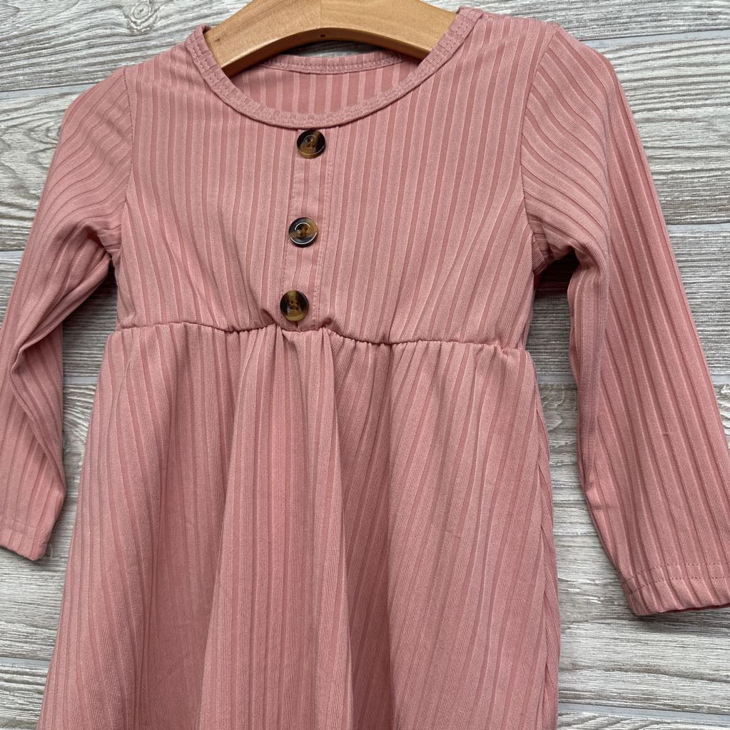 LS Ribbed Henley Dress 12-18M