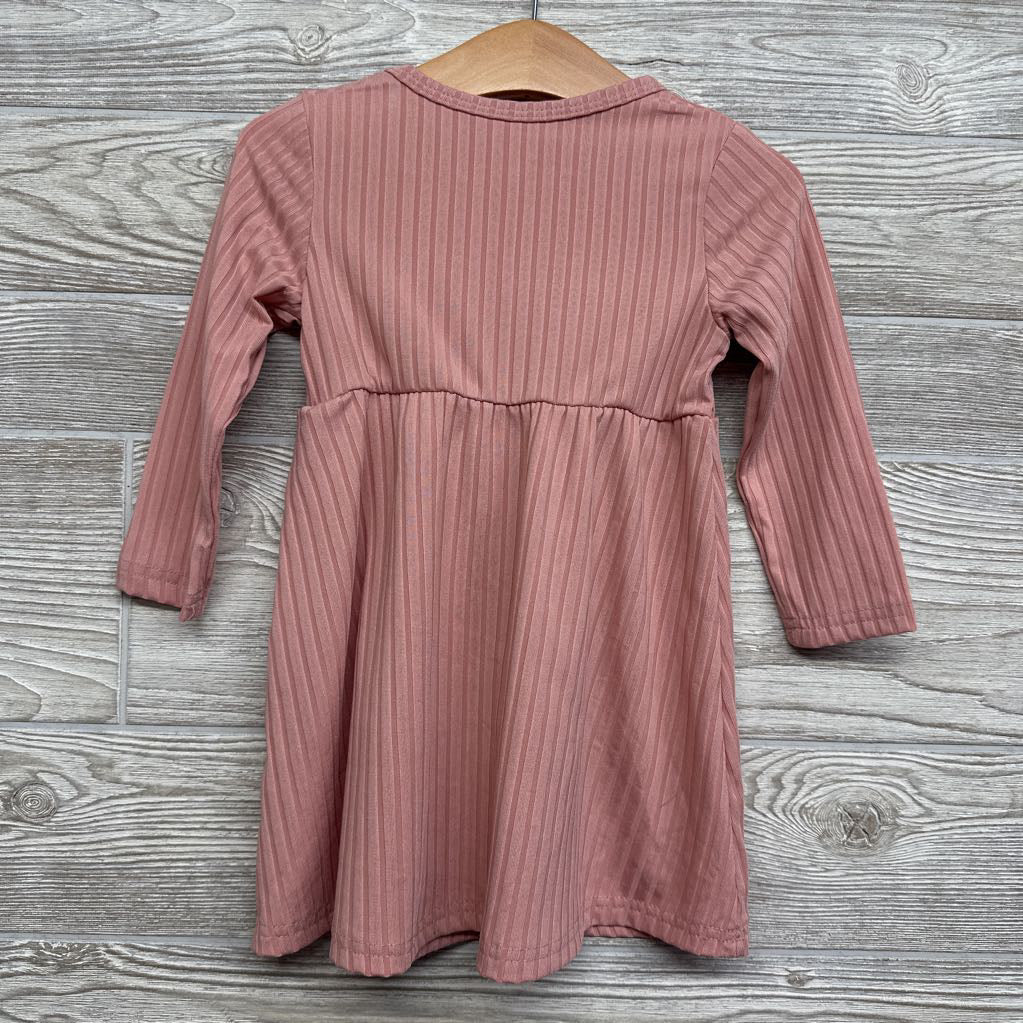 LS Ribbed Henley Dress 12-18M